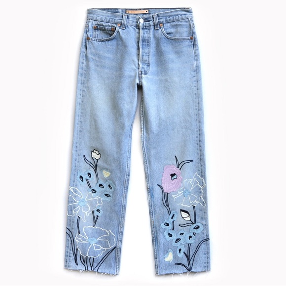 Anthropologie Denim - $548 Bliss And Mischief 💐 Wildflower Embroidered Cropped Jeans 🌸 Size 26 🌼 RARE